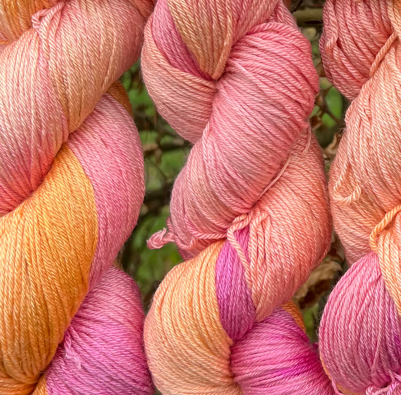 Håndfarvet merino og morbærsilke 50/50