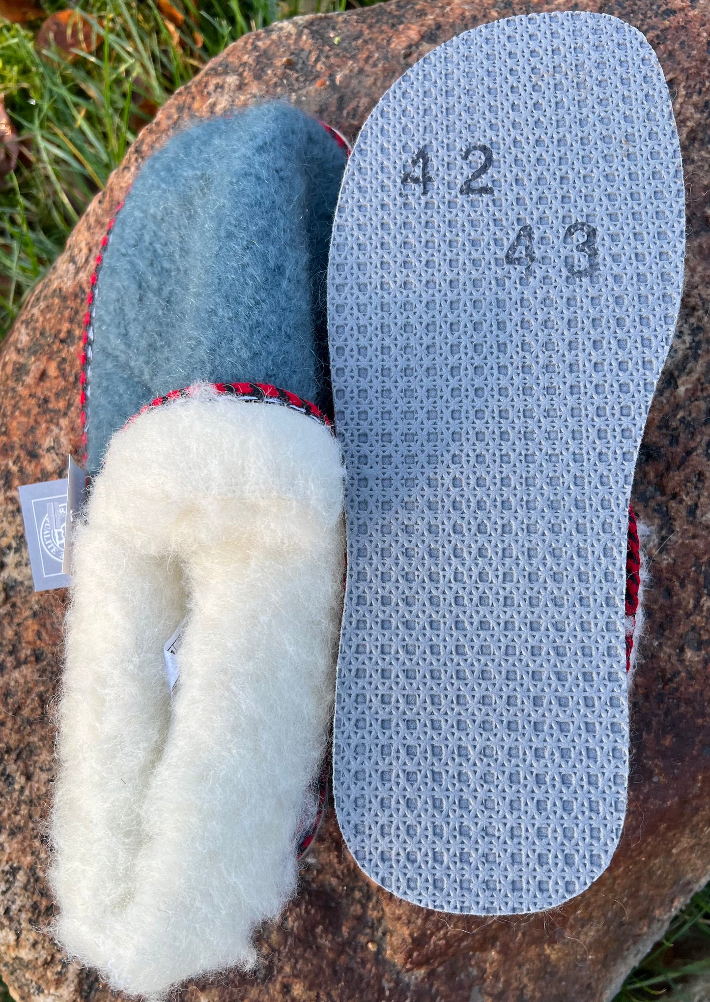 Hjemmesko i mohair og uld str 42-43