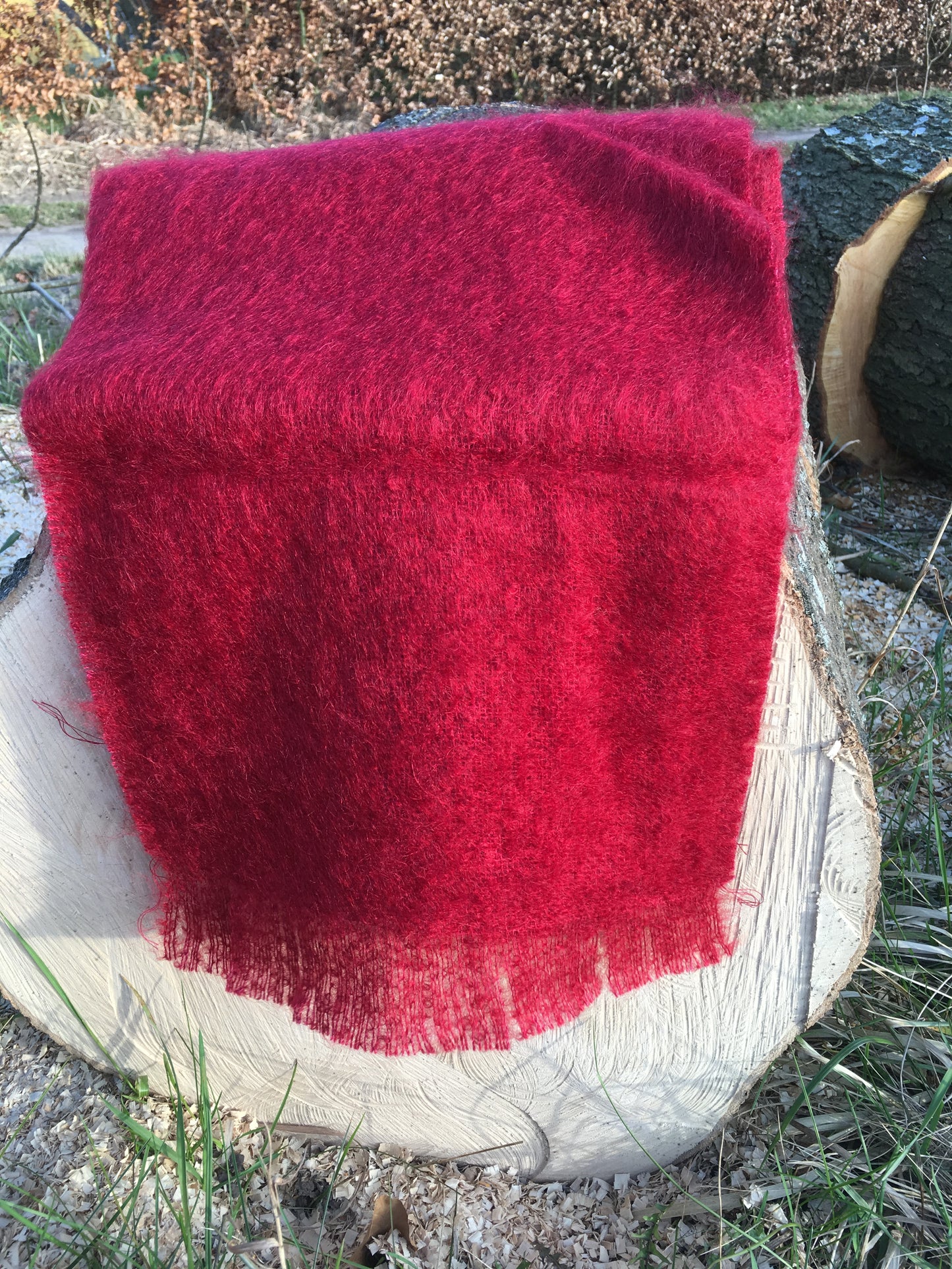 Vævet halstørklæde i rød