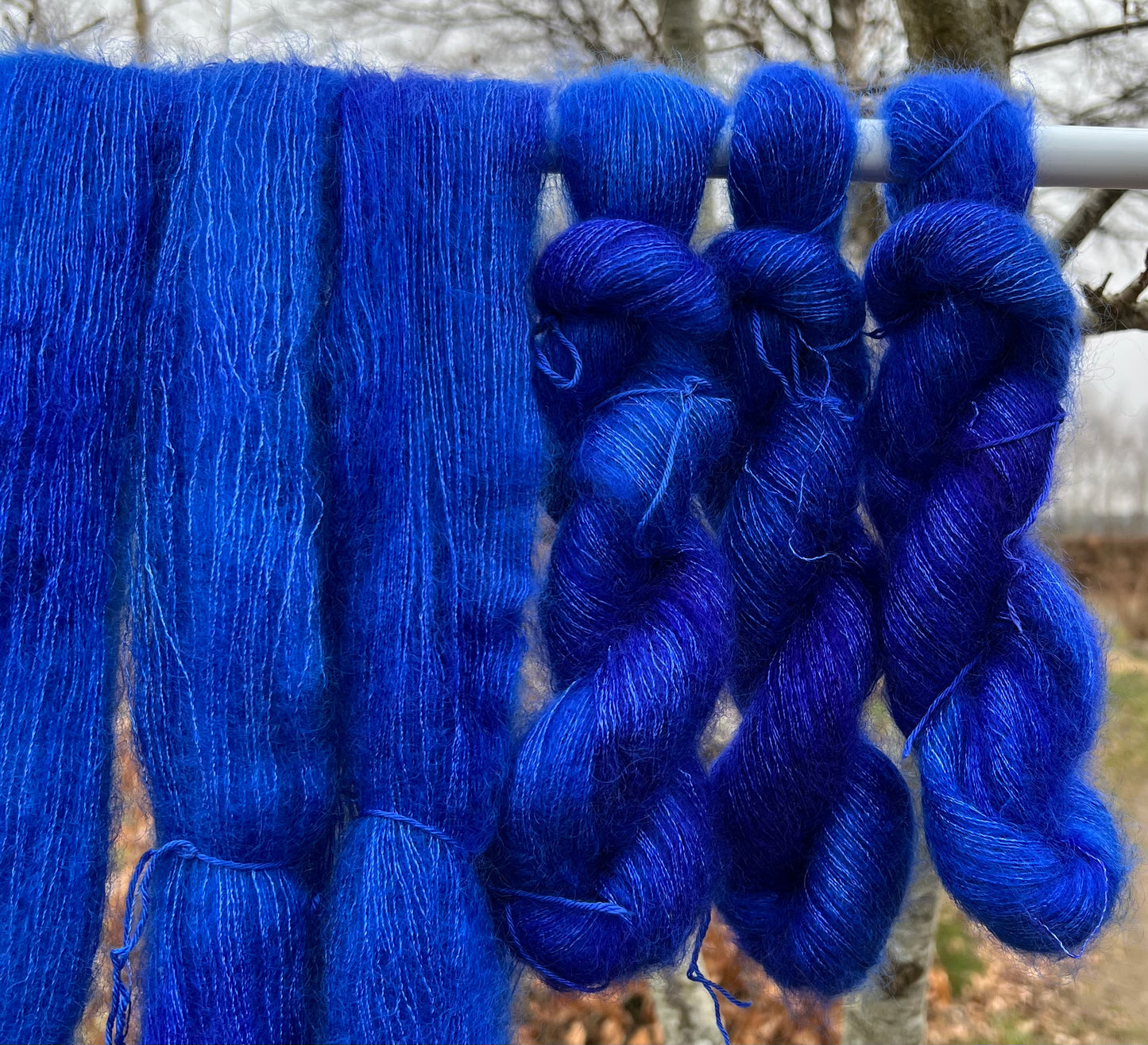 Håndfarvet silkemohair 💙