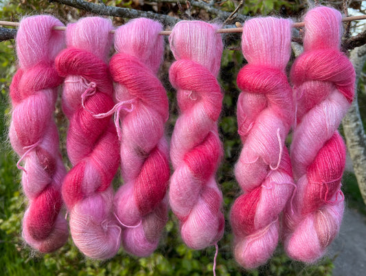 Håndfarvet silkemohair 🌸