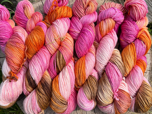 Håndfarvet sw merino og morbærsilke 50/50
