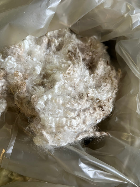 Råmohair fra kid eller ungdyr - 500 gram.
